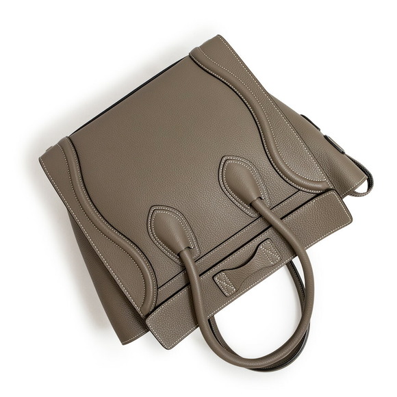 Celine Luggage Micro Shopper Handbag Drummed Calf Leather Suri Greige - Picture 6 of 10